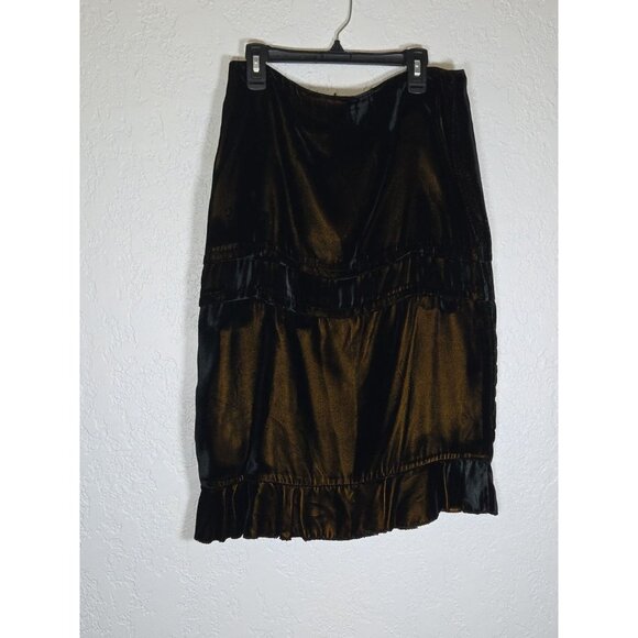 RUTH Velvet Flet Embroidered Flowers Midi Skirt Size 6 - Picture 4 of 6